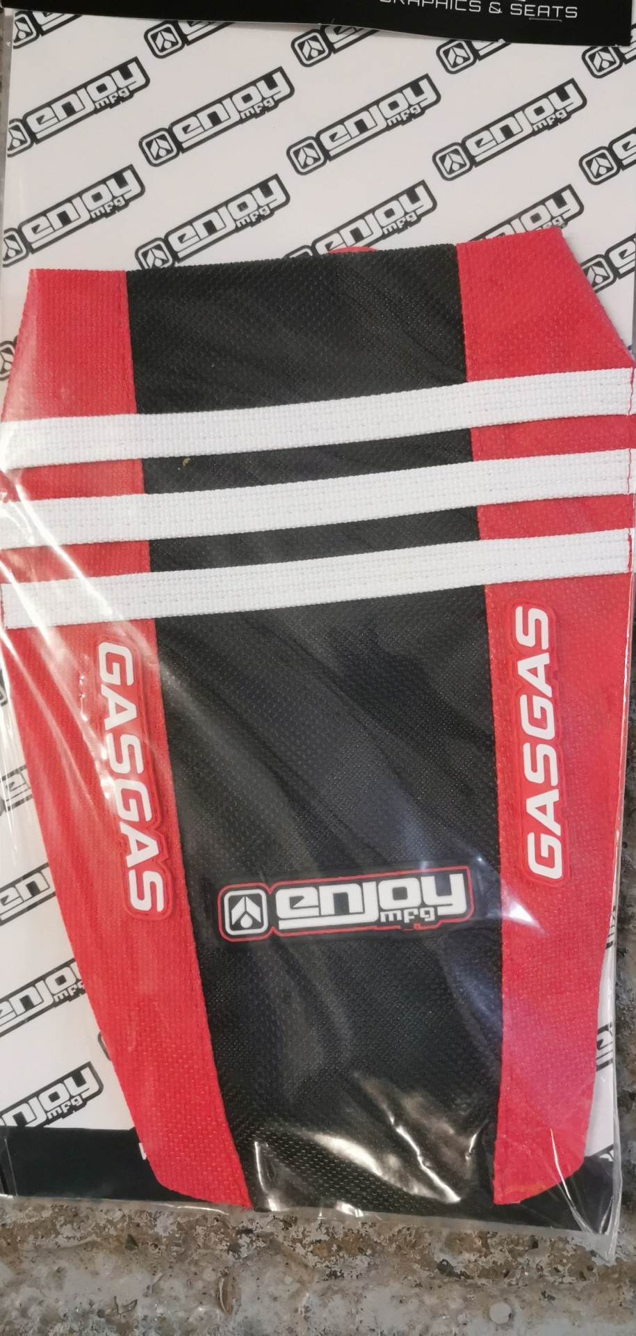 Enjoy Manufacturing Gas Gas seat cover MC 65 2021 - 2023 Ribbed Logo, Red / Black TLD
