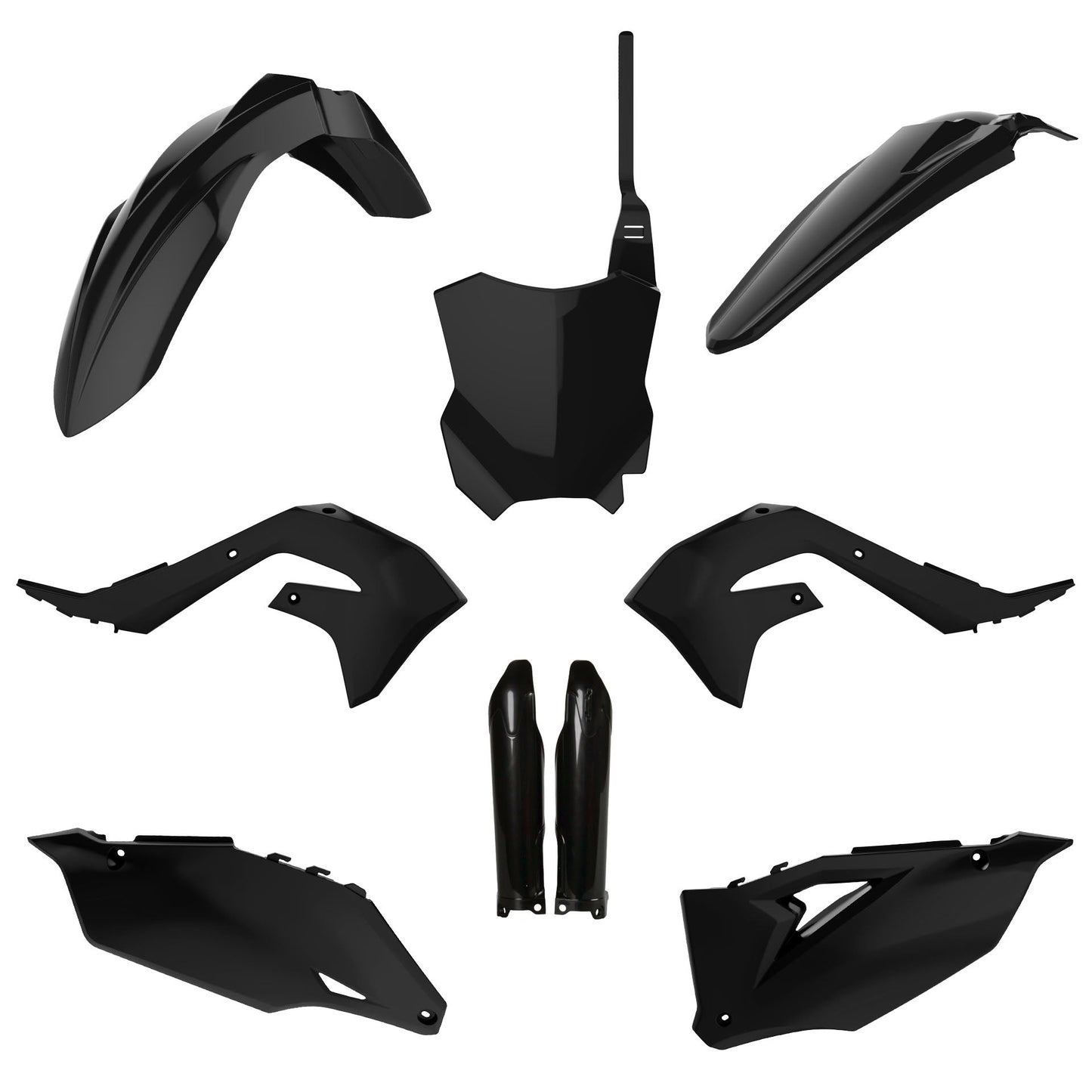 Polisport Kawasaki Plastic Kit with Fork Guards KX 250 2021 - 2024 KX 450 2019 - 2023, All Black