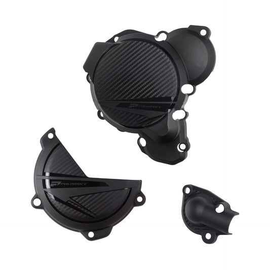 Polisport KTM Husqvarna Clutch, Ignition & Water pump Cover Protector Kit EXC TE 250 300 2 Strokes 2024 - 2026, Black