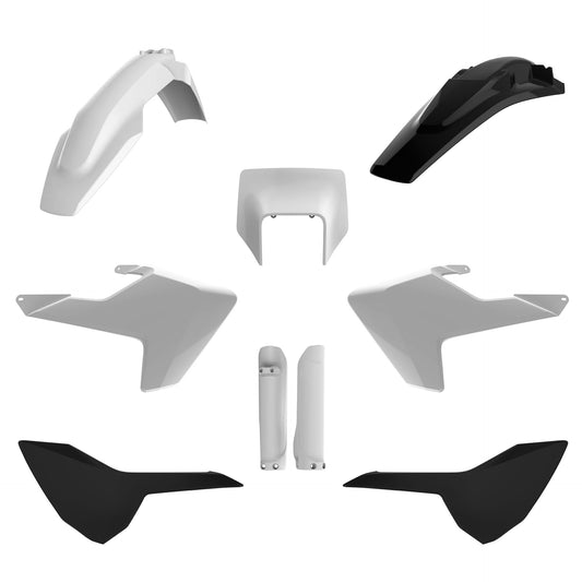 Polisport Husqvarna Plastic Kit with Fork Guards TE FE 2017 - 2019, White / Black