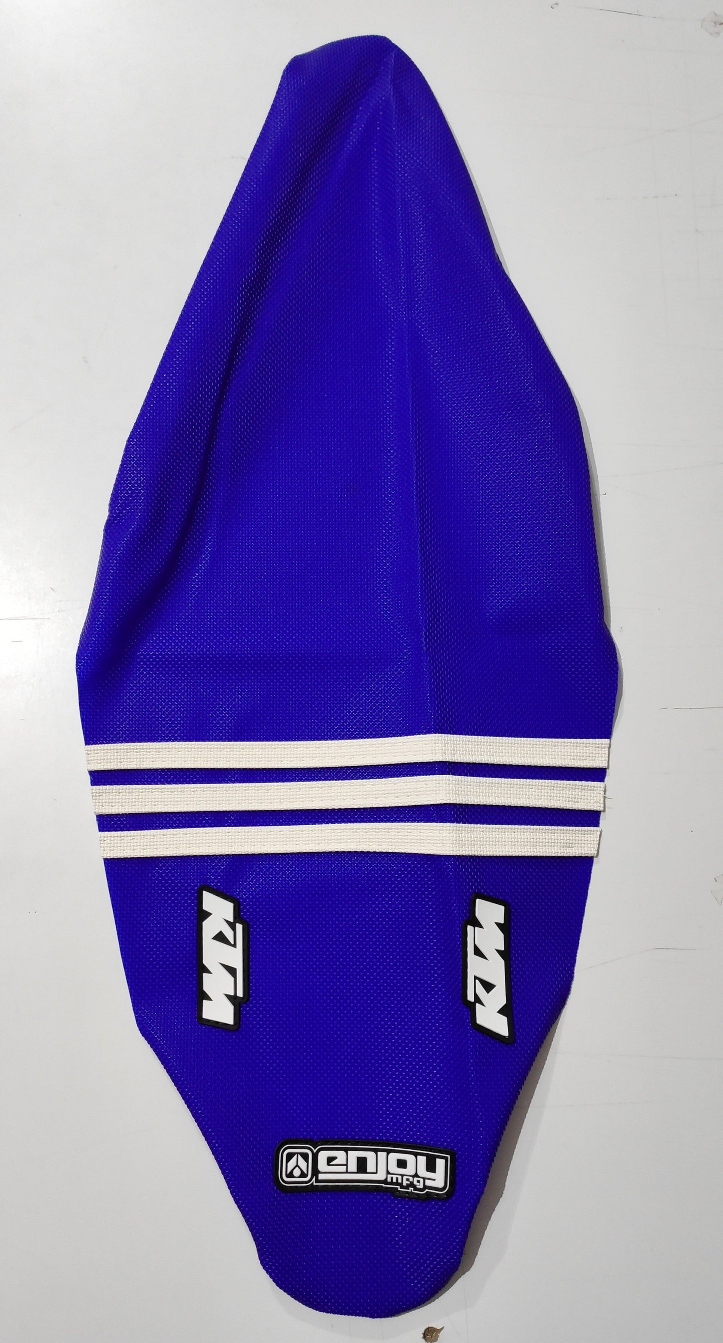 Enjoy Manufacturing KTM Seat Cover SX 65 2024 - 2025 Ribbed Logo, TLD Blue / White