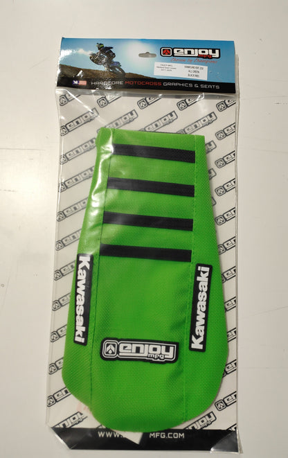 Enjoy Manufacturing Kawasaki Seat Cover KX 125 KX 250 1994 - 1998 Ribbed Logo, Green / Black