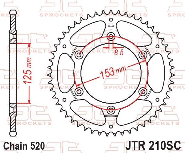 JT Sprockets Steel Rear Sprocket Honda CR 125 1983 - 2007 CR 250 1984 - 07 CR 500 84 - 2001 CRF 250 R 2004 - 2025 CRF 450 R 2002 - 25 Beta RR Enduro 2013 - 2021, 50T