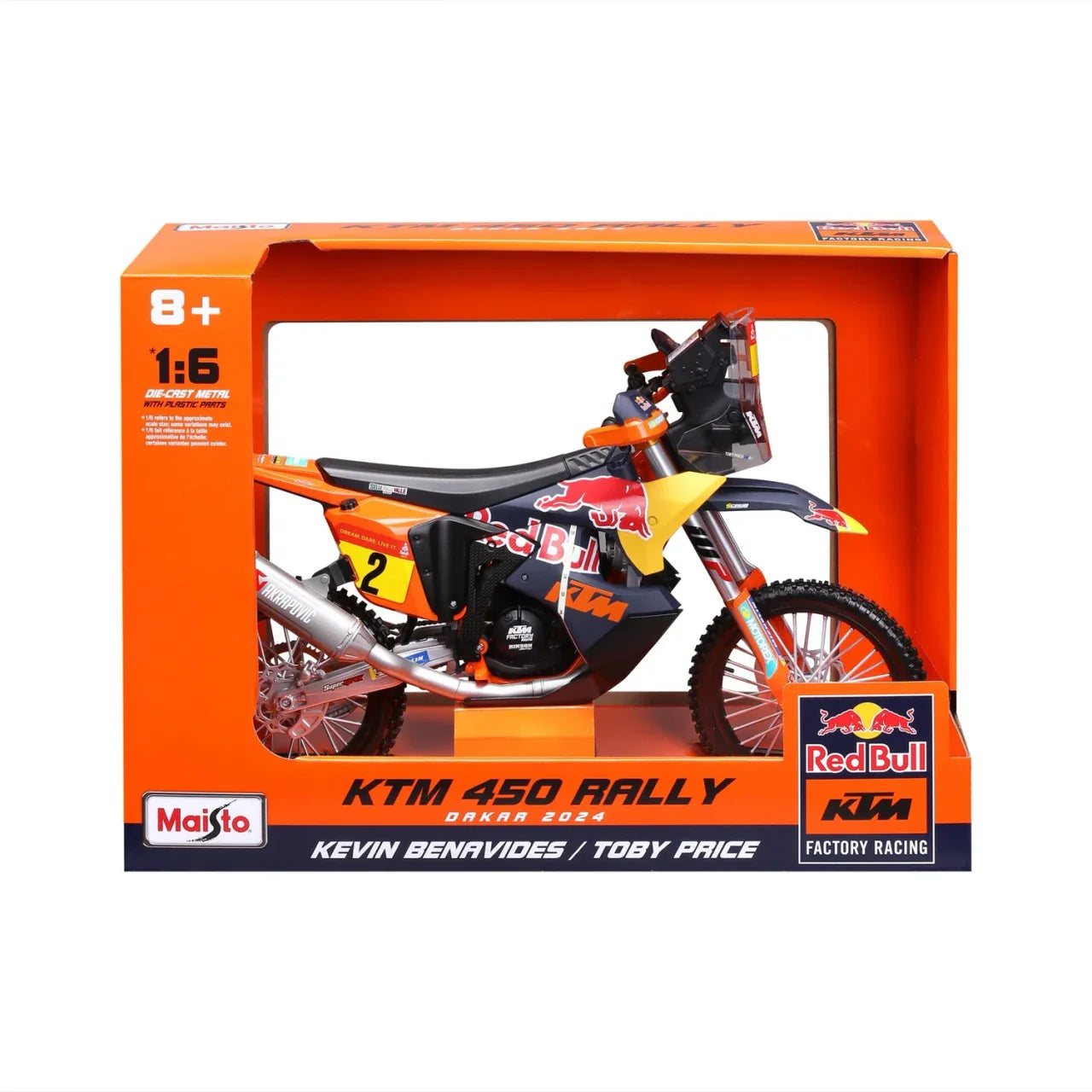 Maisto Toys 1:6 Red Bull KTM 450 Rally Toby Price #2 Toy Model
