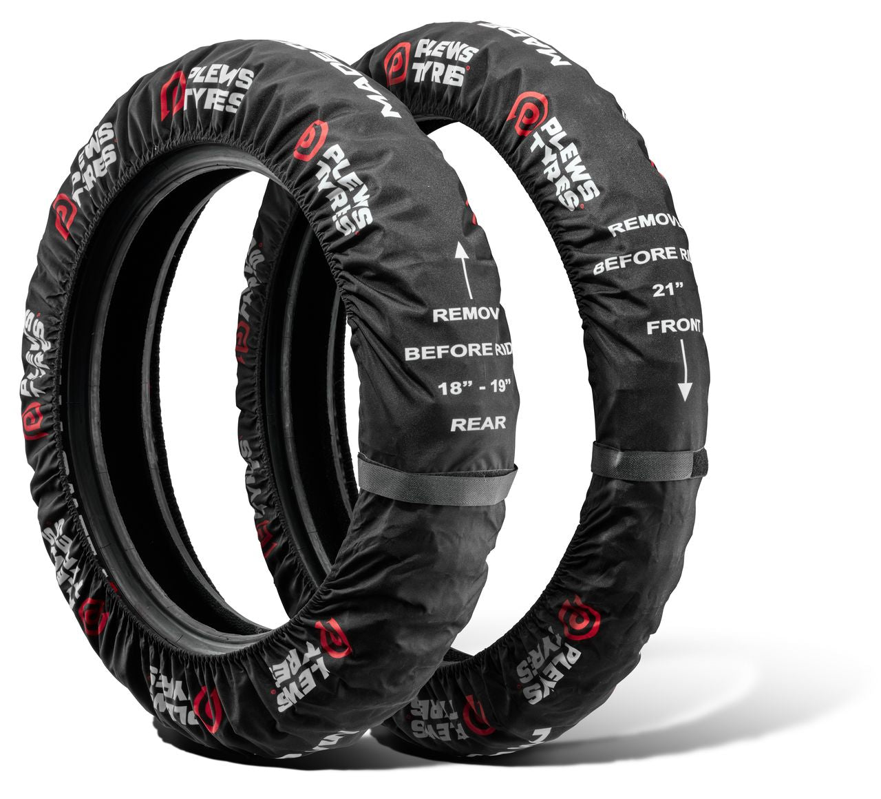 Plews Tyres - Factory Tyre Wraps - size 12" front  - 19" / 18" rear