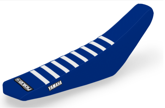Enjoy Manufacturing Yamaha Seat Cover YZ 85 2022 - 2027 Ribbed Logo, Blue / White