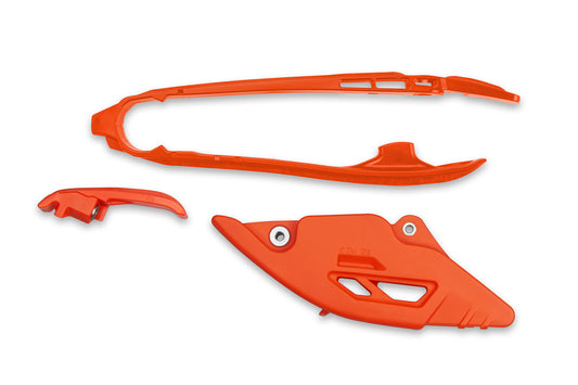 UFO Chain Slider & Guide Kit KTM Husqvarna Gas Gas SX SXF TC FC EXC EXCF TE FE MC MCF EC ECF 2025 - 2027, Orange