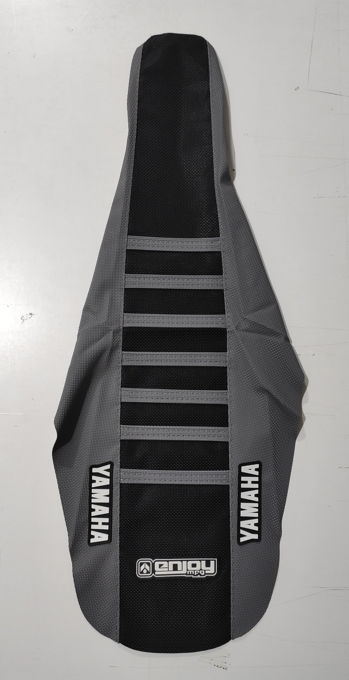 Enjoy Manufacturing Yamaha Seat Cover YZ 125 YZ 250 2002 - 2021 Ribbed Logo, Grey / Black / Grey